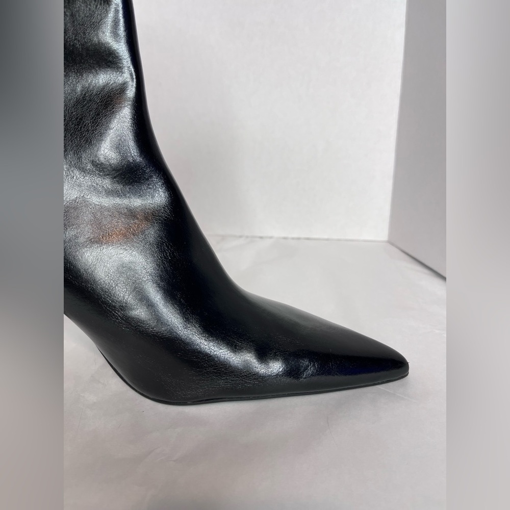 Women's Zara Black Faux Leather Pointed Toe Ankle Boots - Picture 6 of 15